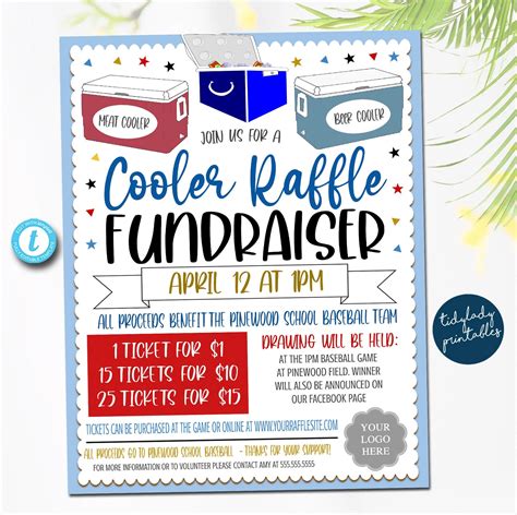 cooler raffle ticket fundraiser flyer tidylady printables