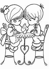 Coloring Pages Precious Moments Valentines Boy Girl Drawing Couples Wedding People Valentine Drawings Printable Hugging Children Clipart Hands Holding Colouring sketch template