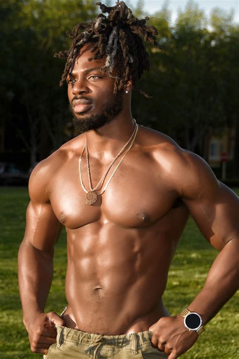handsome african american man  dreadlocks  muscles african