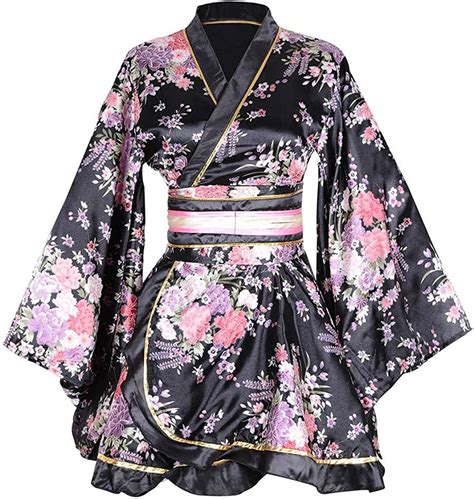 sexy japanese geisha kimono costume women s floral satin short style