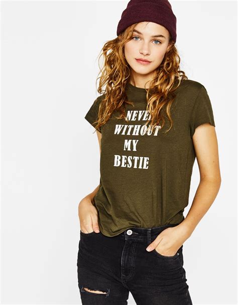 bershka united states  shirt  slogan message  shirts women shirts