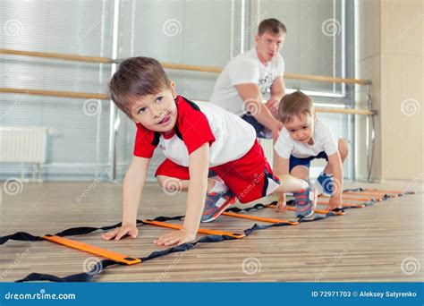 happy sporty children  gym stock image image  person face