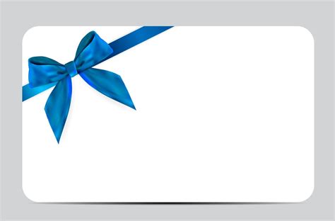 blank gift card template  blue bow  ribbon vector illustration