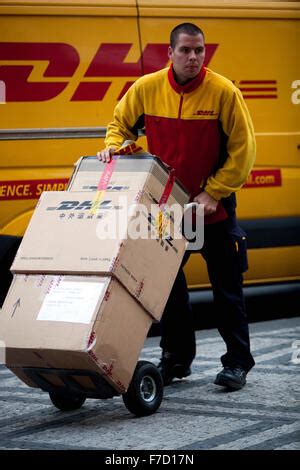 dhl employee delivering packages czech republic stock photo alamy