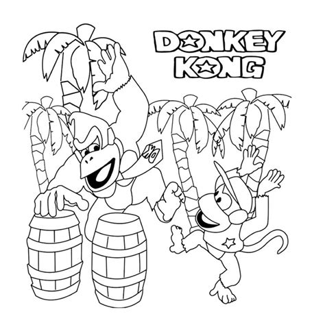 leuk voor kids donkey en diddy kong coloring pages donkey kong