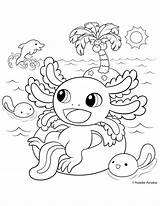 Axolotl Coloring Beach sketch template