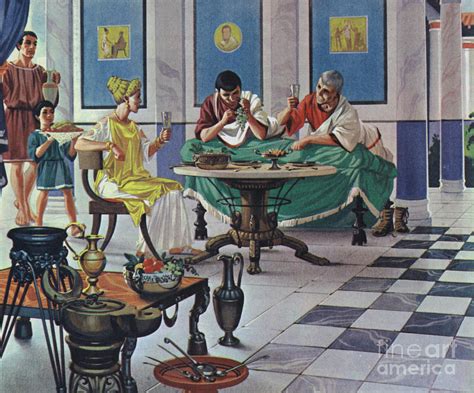 wealthy roman family enjoying  meal painting  angus mcbride fine art america