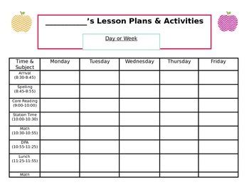 weekly lesson plan template editable  teacher feature tpt