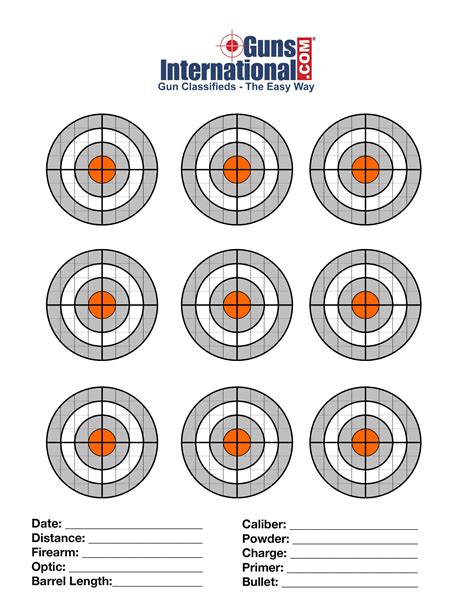 gunsinternationalcom printable  targets  targets paper