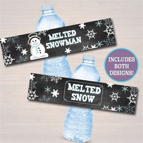 water bottles  snowman labels