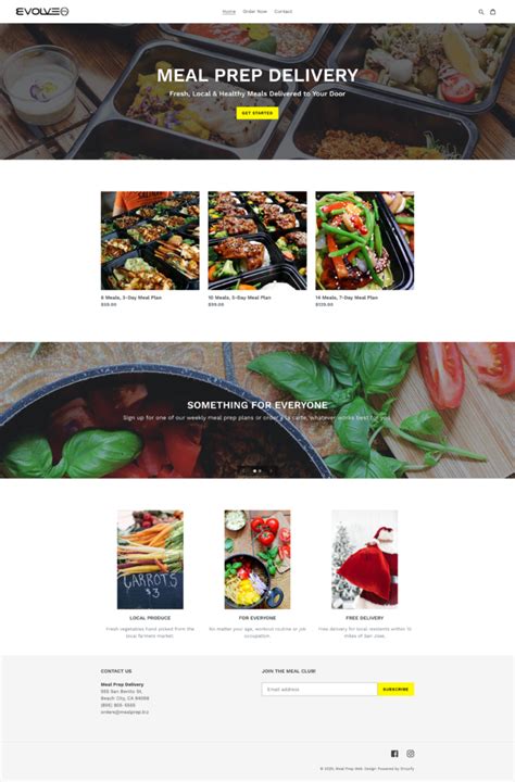 meal prep food delivery website design littlejohns web shop