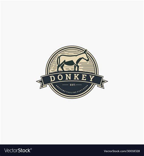 vector logo illustration donkey vintage badge style    preview  high quality