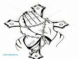 Holding Cross Hands Flower Hand Praying Drawing Getdrawings Coloring sketch template