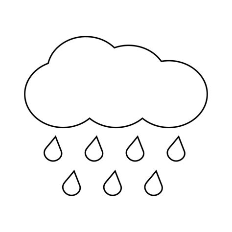 outline vector cloud  falling rain isolated white  microvector