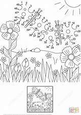Dot Summer Coloring Scene Dots Pages Printable sketch template