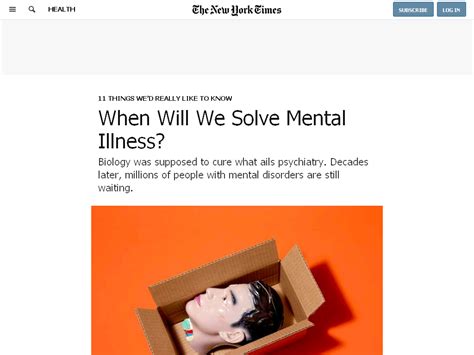 when will we solve mental illness the new york times