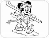 Mickey Winter Coloring Mouse Pages Disneyclips Ski Off sketch template