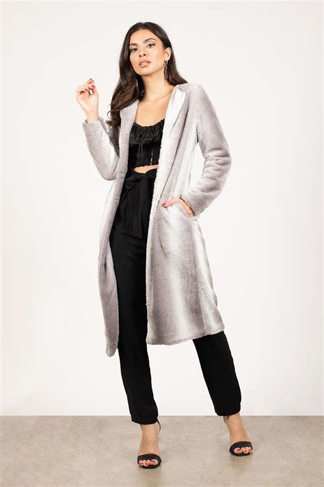 tobi faux fur coats womens soft spot faux faur coat grey multi theipodteacher