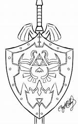 Sword Shield Drawing Master Hylian Time Ocarina Getdrawings sketch template