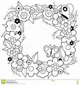 Wreath Flower Coloring Book Vector Illustration Dreamstime Preview sketch template