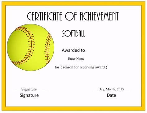 softball certificate templates customize