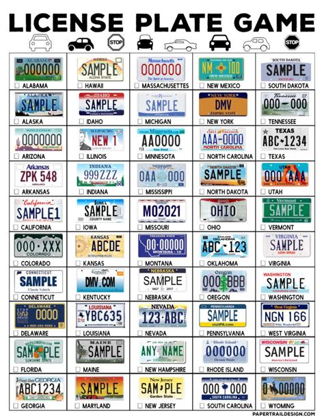 license plate bingo printable printable word searches