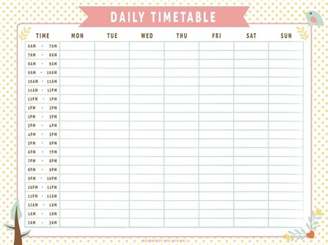 revision timetable template printable   riset