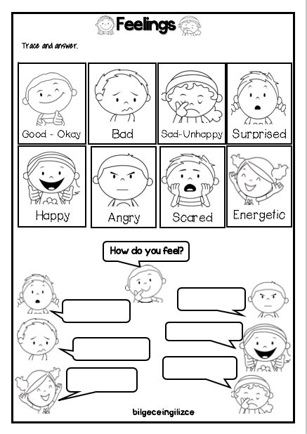 feelings worksheet kindergarten