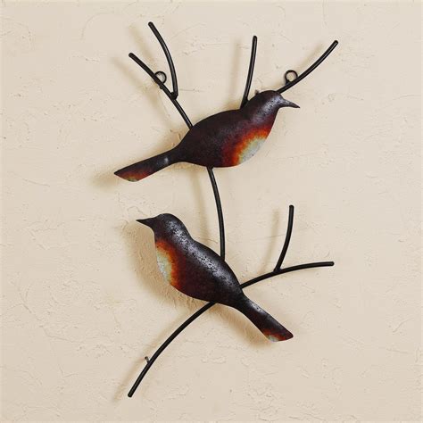 Handmade Metal Wall Art Of Birds On Branches Pair Of Sparrows Novica