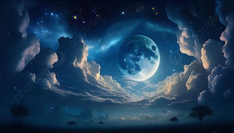 beautiful scene   moon  starry sky background moon night sky