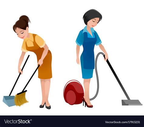two cleaning women royalty free vector image vectorstock