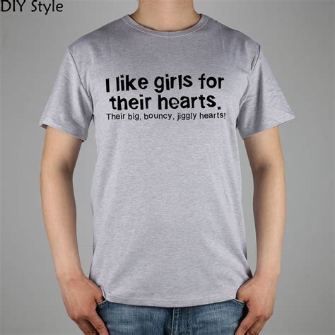 Funny English Quote I Like Girls For Their Hearts T Shirt Male Short