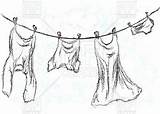 Clothesline Drawing Line Paintingvalley Cloth sketch template