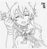 Sword Coloring Pages Sinon Lineart Anime Spetri sketch template