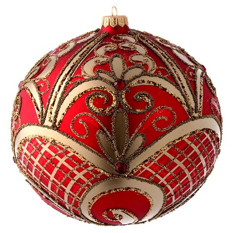 Red And Gold Blown Glass Christmas Tree Ball 200 Mm Online Sales On