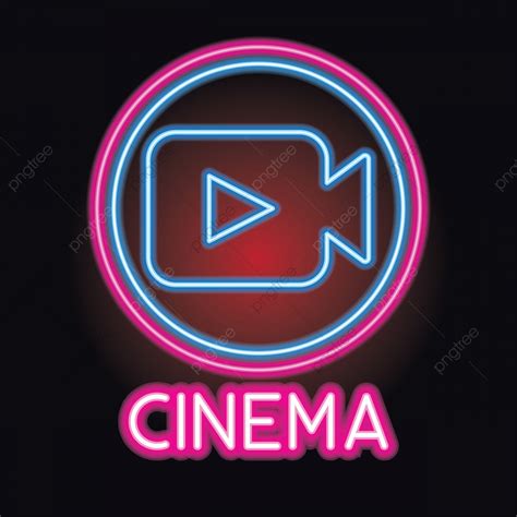 cinema entertainment logo  neon sign effect vector illustration filmmaking
