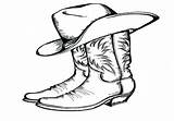 Boots Cowboy Coloring Pages Cowgirl Hat Printable Drawing Getdrawings Getcolorings Color sketch template