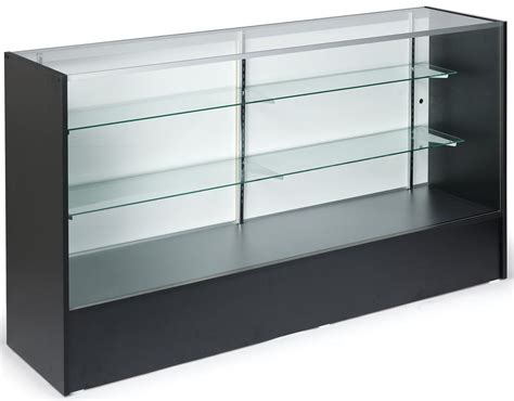 black showcases tempered glass retail counter