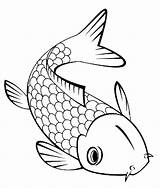 Fish Koi Coloring Outline Pages Cute Realistic Drawing Goldfish Tuna Chinese Coy Color Print Clipart Fishing Little Drawings Tropical Outlines sketch template