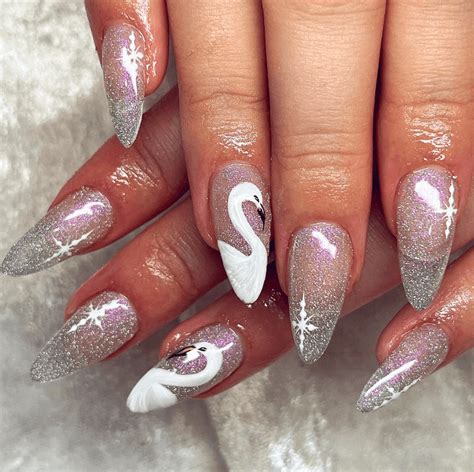 elegant swan nail ideas   sophisticated