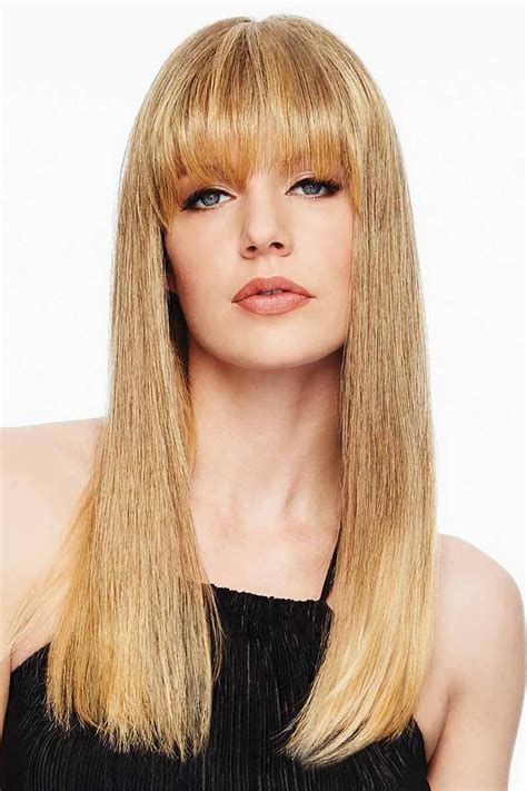 Long 100 Human Hair Straight Wigs With Full Bangs Best Wigs Online