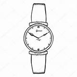 Wrist Vector Sketch Womens Wristwatch Stock Watches Illustration Template Coloring Preview sketch template