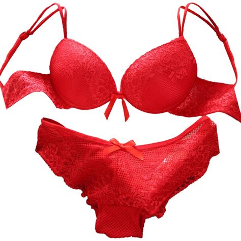 Women Bras Ladies Red Sexy Bow Cozy Thin Underwire Padded Push Up Lace