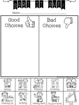 sort   good  poor choices kindergarten classroom rules