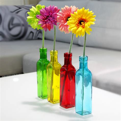 Buy European 4 Color Glass Bottle Flower Vase Fashion