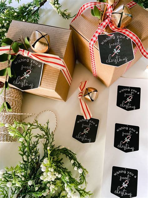 candy cane printable christmas gift tags holiday
