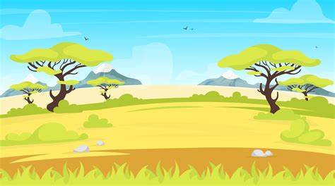 african landscape flat vector illustration safari panoramic land