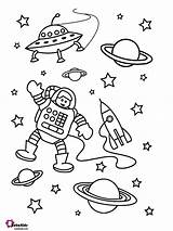 Space Coloring Kids Sheets Pages Outer Astronaut Print Sheet Earth Cartoon Collection sketch template