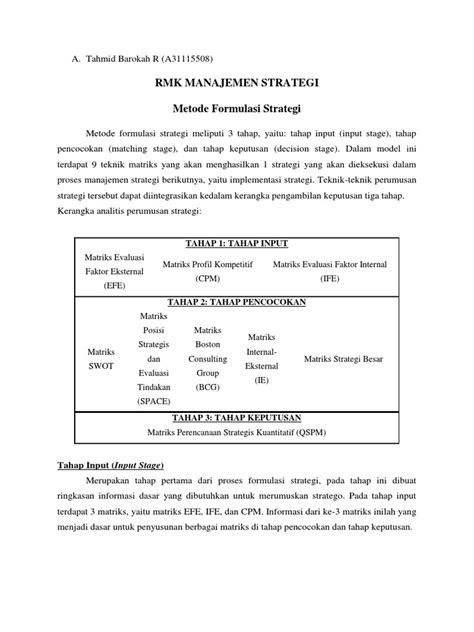 detail contoh formulasi strategi koleksi nomer