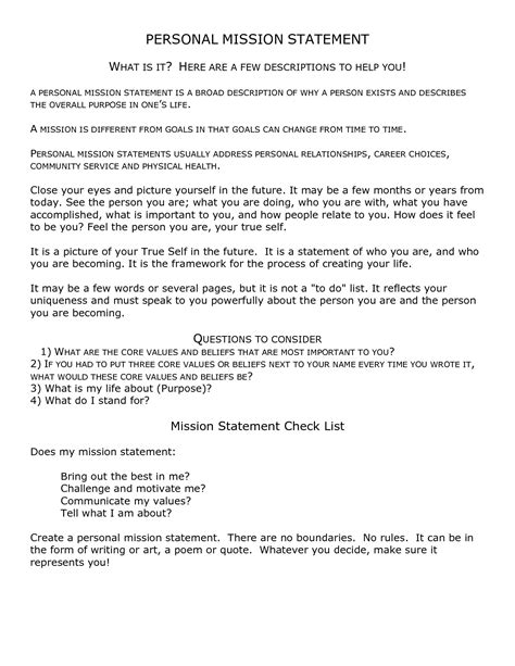 mission statement templates word excel sheet